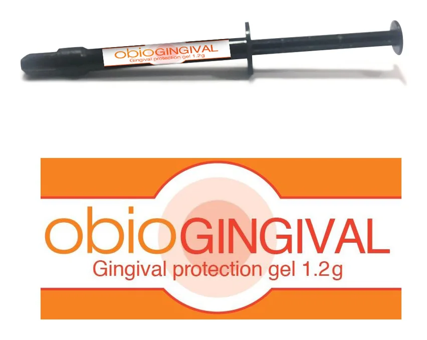 מזרק ותווית OBIOGINGIVAL, ג׳ל להגנת החניכיים במשקל 1.2 גרם